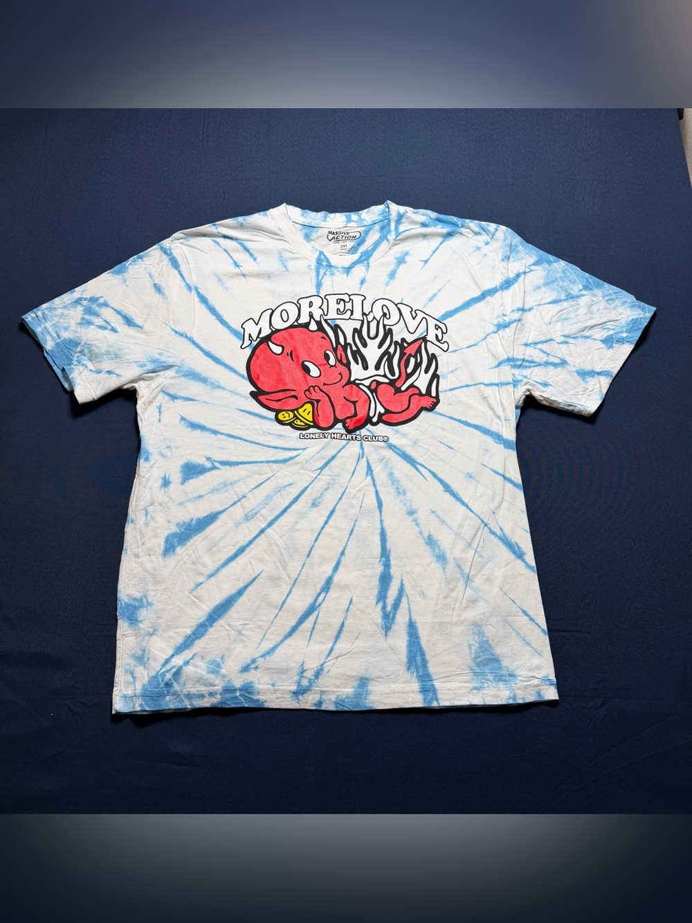 Massive Action Lonely Hearts Club More Love Devil Tie Dye T-Shirt 2XL NWOT